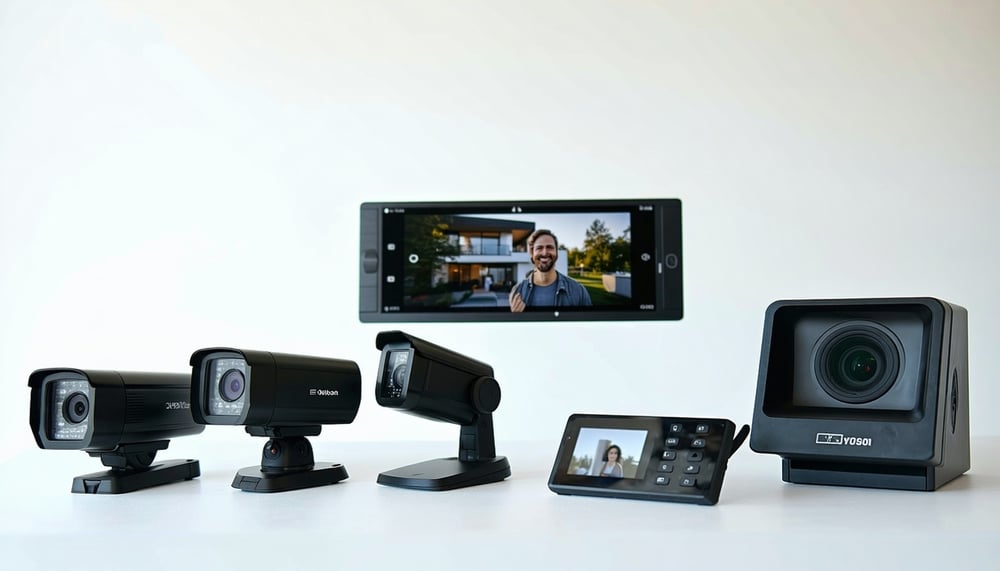 A selection of video conferencing cameras and accessories